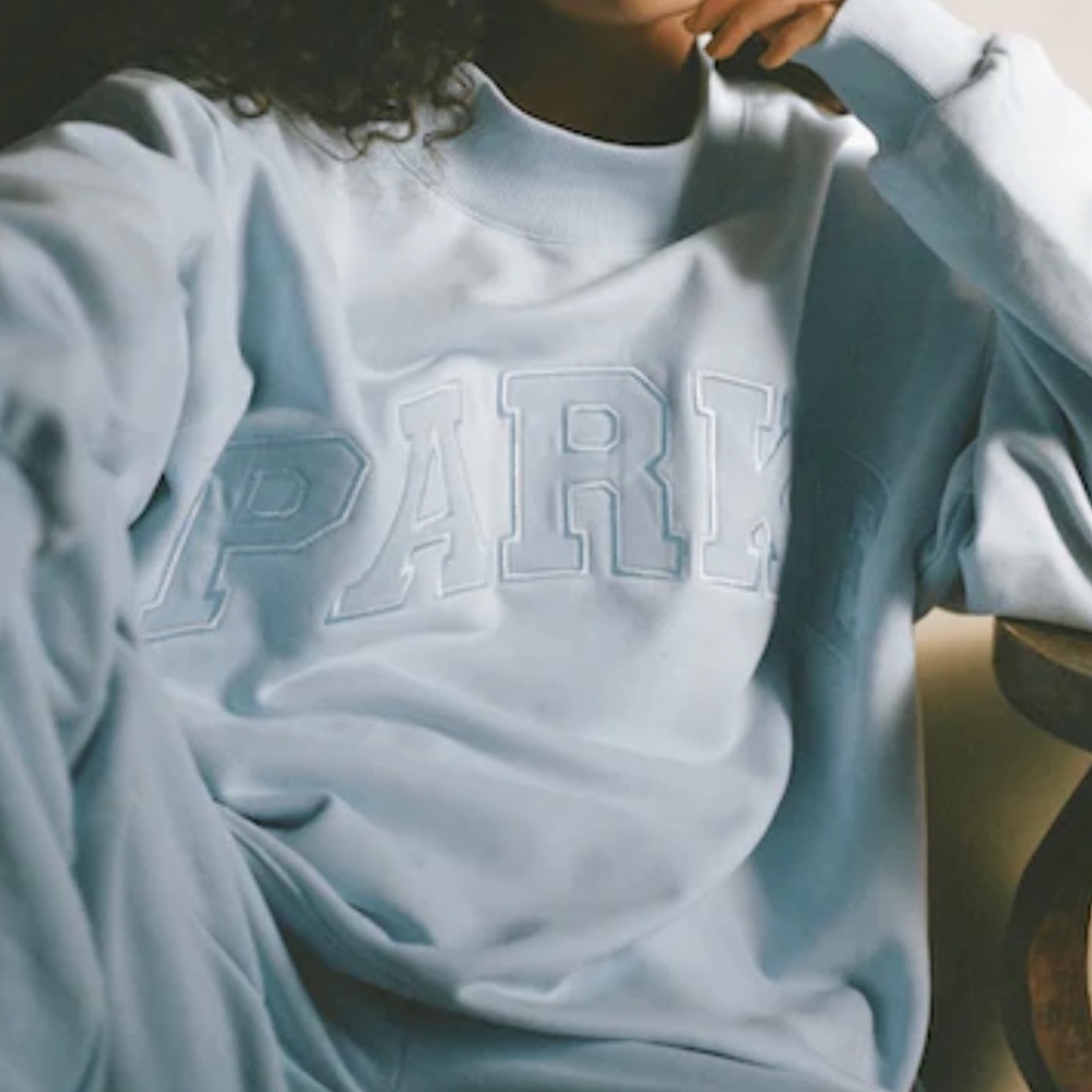 Parke Ice Blue Monochrome Varsity Mockneck Brand New L/XL